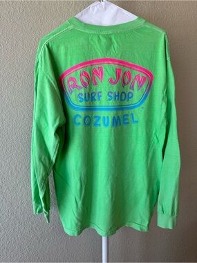 Ron Jon Surf Shop Cozumel green neon long sleeve t-shirt size large